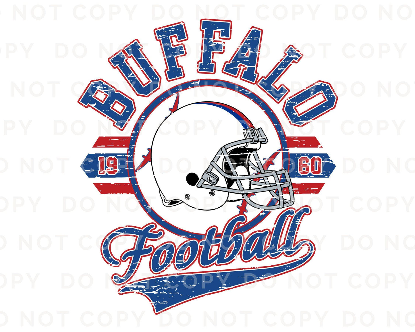 Football DTF Transfers, Ready to Press, T-shirt Transfers, Heat Transfer, Direct to Film, Sports, Full Color, Distressed, Buffalo, New York