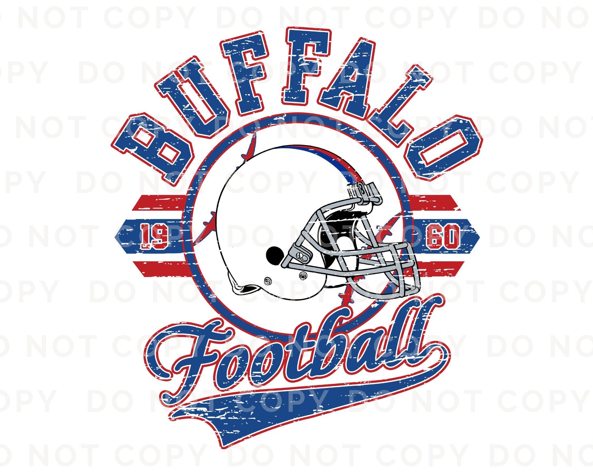 Football DTF Transfers, Ready to Press, T-shirt Transfers, Heat Transfer, Direct to Film, Sports, Full Color, Distressed, Buffalo, New York