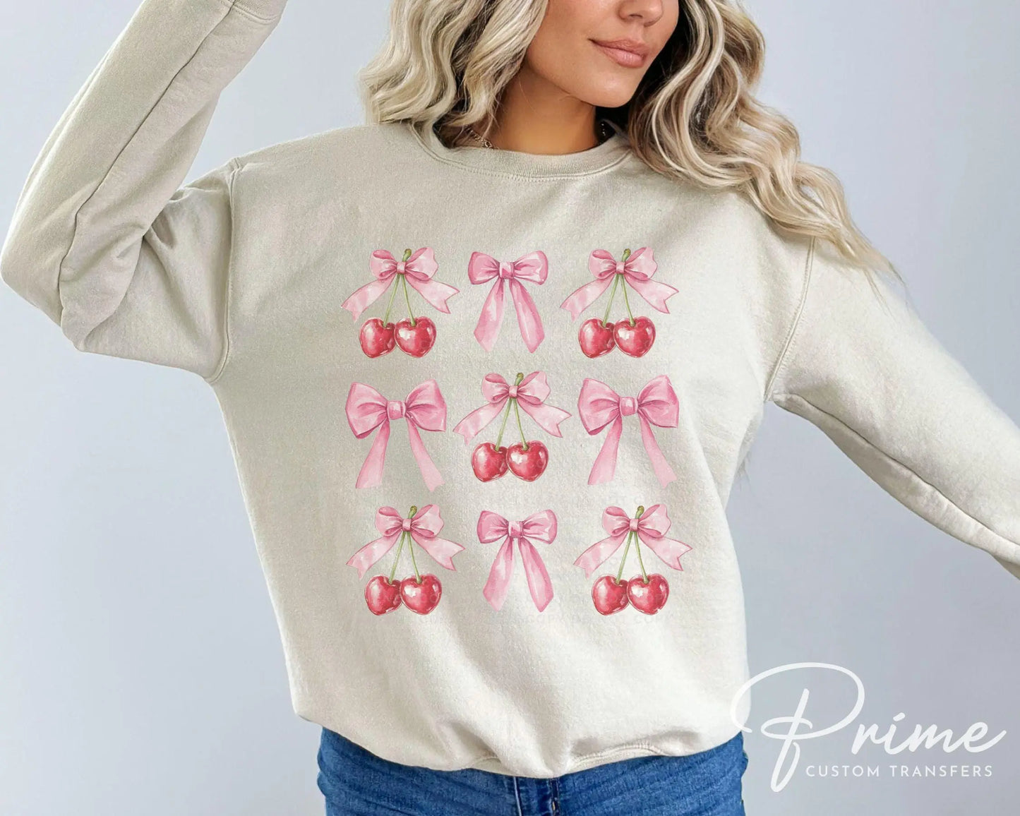Valentine's Day DTF Transfer, Ready to Press, T-shirt Transfer, Heat Transfer, Direct to Film, Trendy, Girlie, Coquette Bows and Cherries