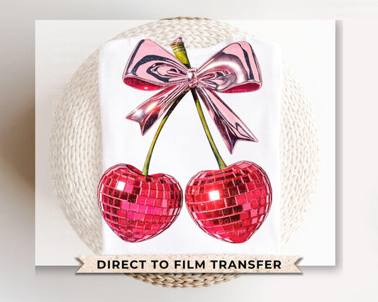 Valentine's Day DTF Transfers, Ready to Press, T-shirt Transfers, Heat Transfer, Direct to Film, Trendy, Coquette, Disco Heart Cherries