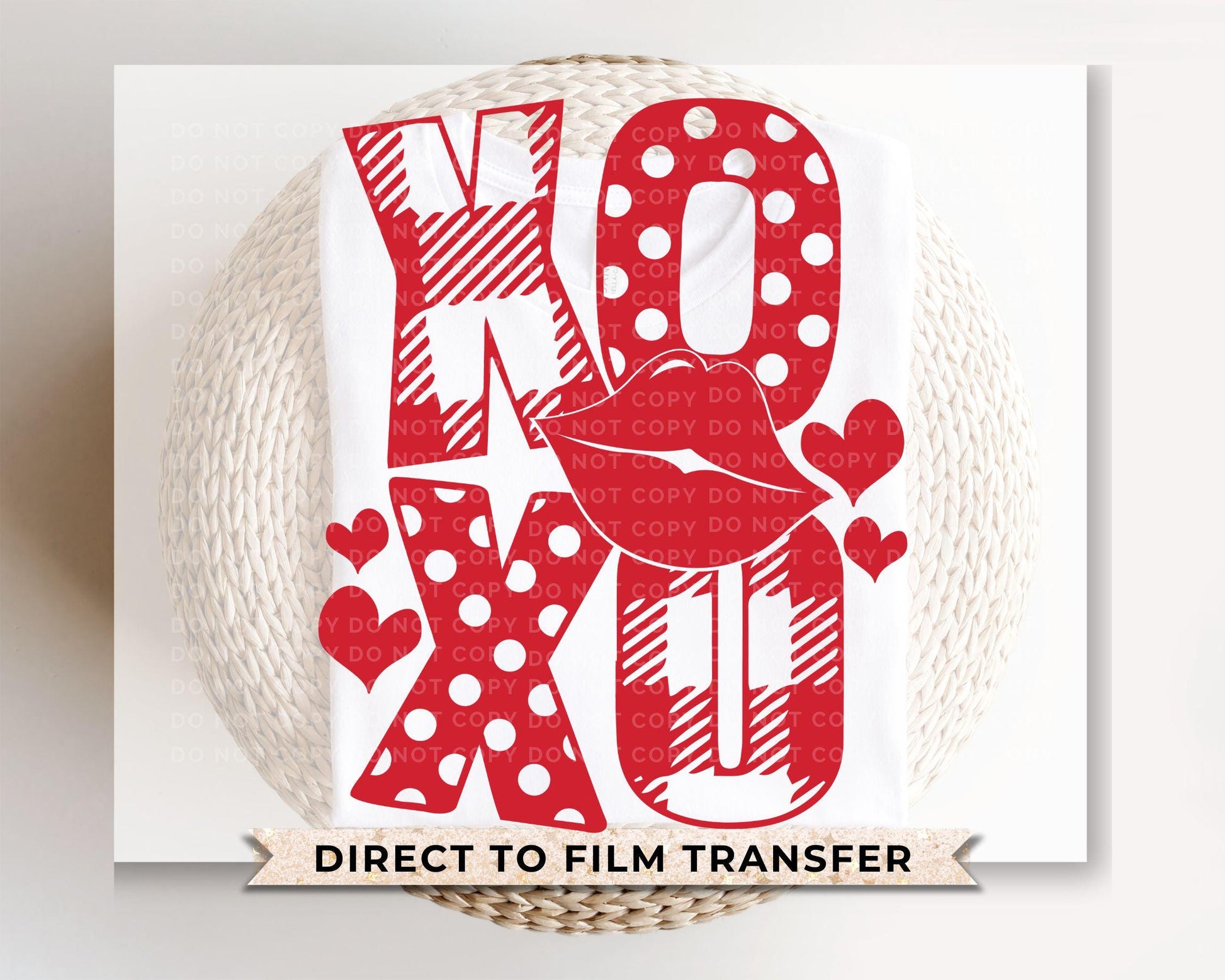 Valentine DTF Transfers, Ready to Press, T-shirt Transfers, Heat Transfer, Direct to Film, Holiday, Trendy, Hugs and Kisses, Lips, XOXO