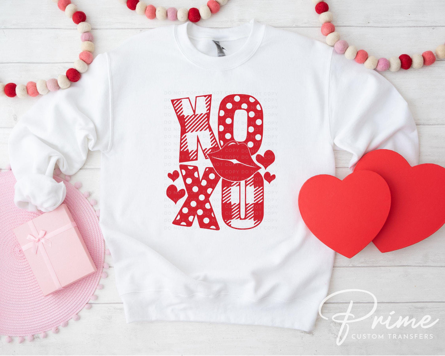 Valentine DTF Transfers, Ready to Press, T-shirt Transfers, Heat Transfer, Direct to Film, Holiday, Trendy, Hugs and Kisses, Lips, XOXO