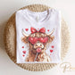 Valentine DTF Transfers, Ready to Press, T-shirt Transfers, Heat Transfer, Direct to Film, Holiday, Love, Red, Heart, Coquette Highland Cow