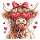 Valentine DTF Transfers, Ready to Press, T-shirt Transfers, Heat Transfer, Direct to Film, Holiday, Love, Red, Heart, Coquette Highland Cow