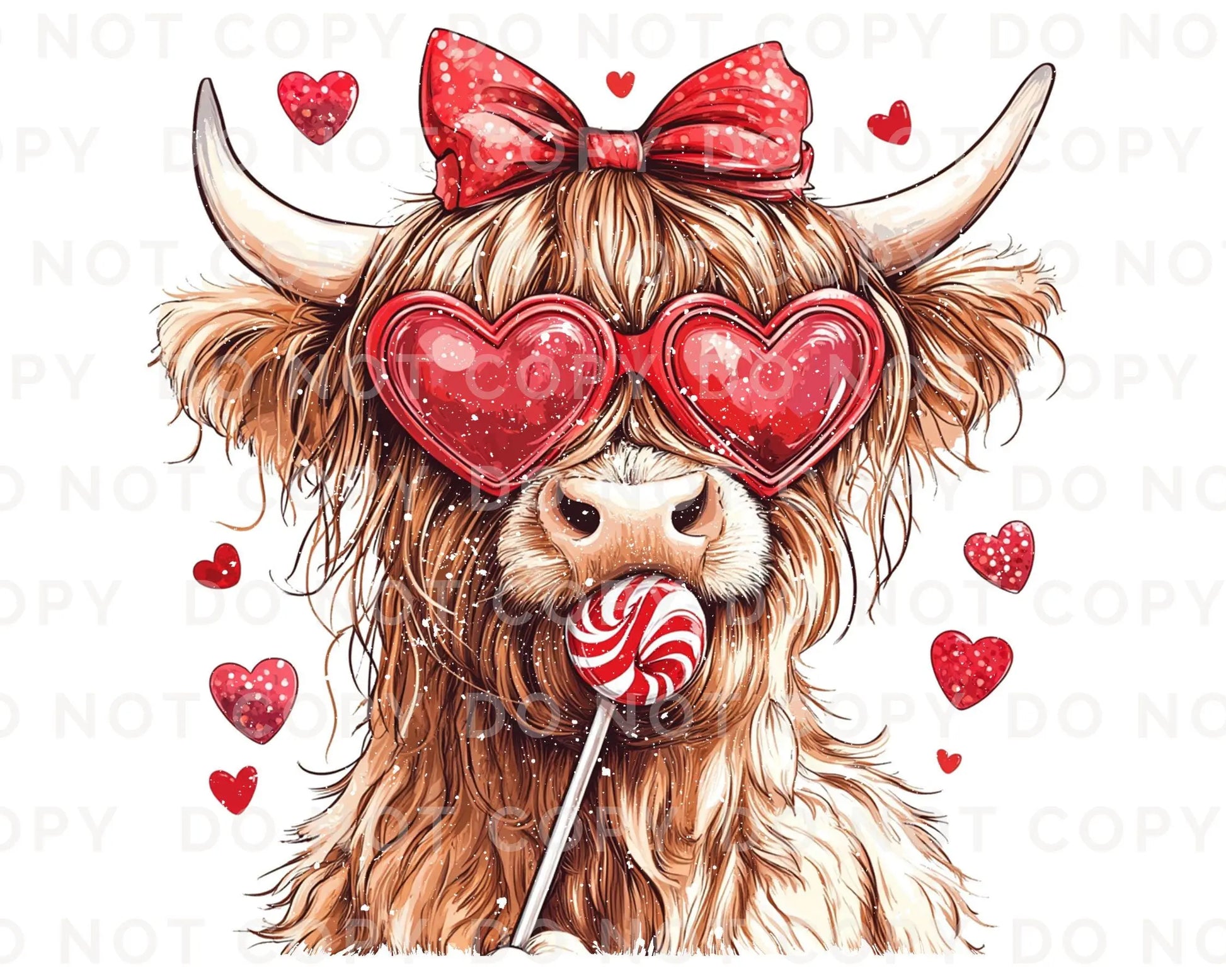 Valentine DTF Transfers, Ready to Press, T-shirt Transfers, Heat Transfer, Direct to Film, Holiday, Love, Red, Heart, Coquette Highland Cow