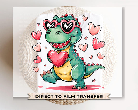 Valentine DTF Transfers, Ready to Press, T-shirt Transfers, Heat Transfer, Direct to Film, Holiday, Love, Hearts, Kid, T-Rex, Dino, Dinosaur