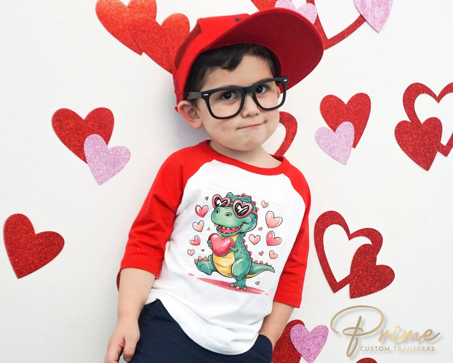 Valentine DTF Transfers, Ready to Press, T-shirt Transfers, Heat Transfer, Direct to Film, Holiday, Love, Hearts, Kid, T-Rex, Dino, Dinosaur