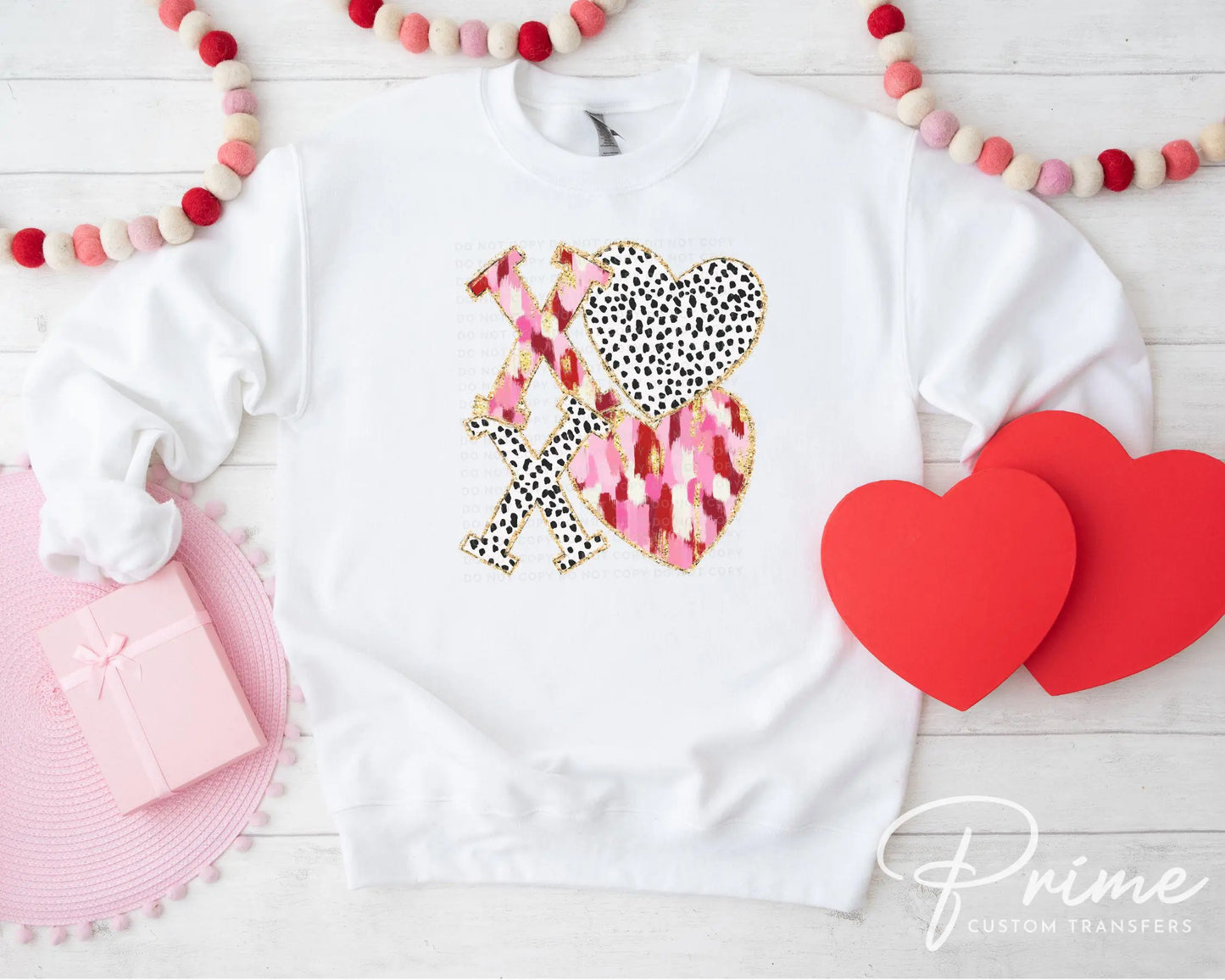 Valentine DTF Transfers, Ready to Press, T-shirt Transfers, Heat Transfer, Direct to Film, FAUX Gold Glitter, Brushstroke, Coquette XOXO