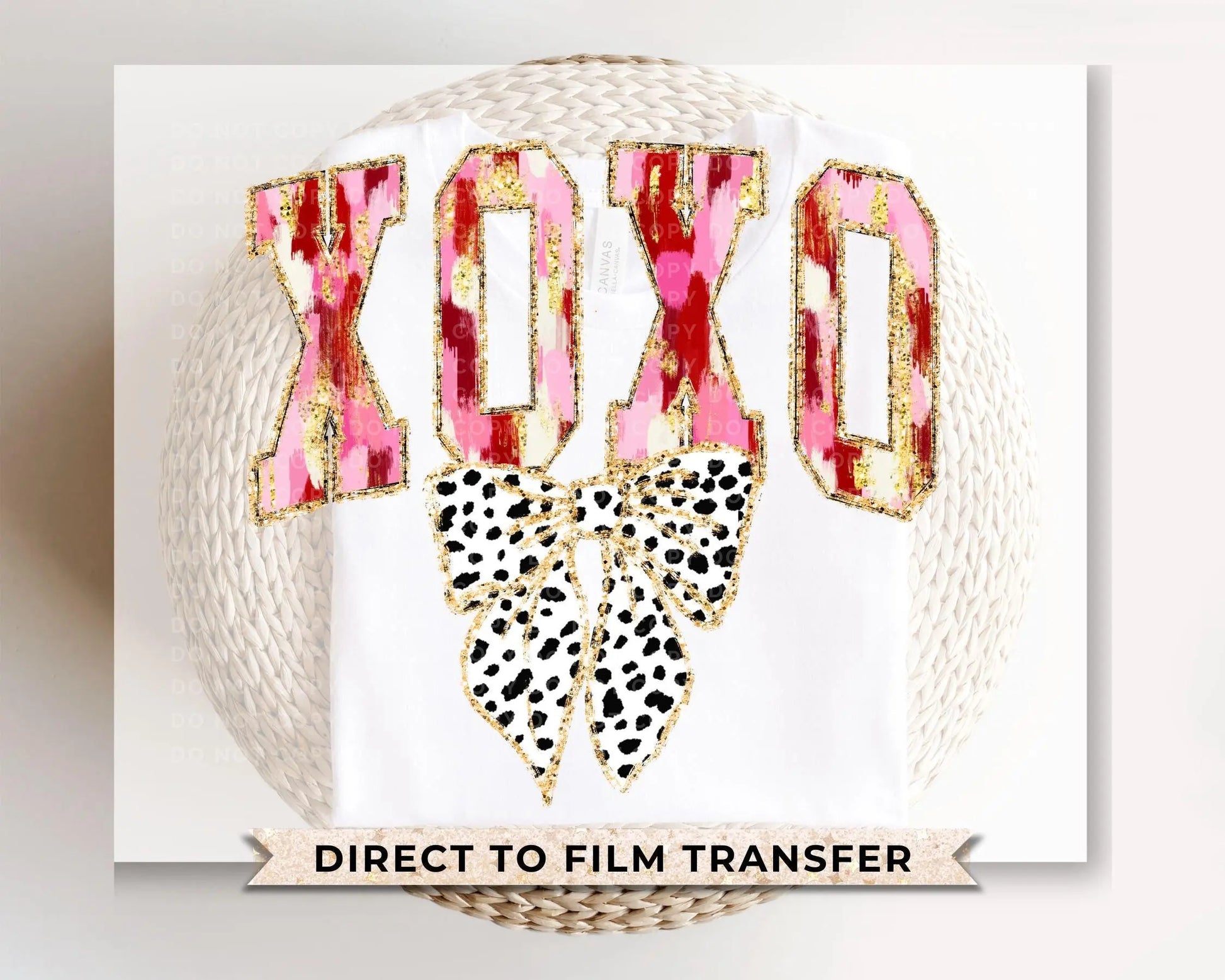 Valentine DTF Transfers, Ready to Press, T-shirt Transfers, Heat Transfer, Direct to Film, FAUX Gold Glitter, Brushstroke, Coquette XOXO