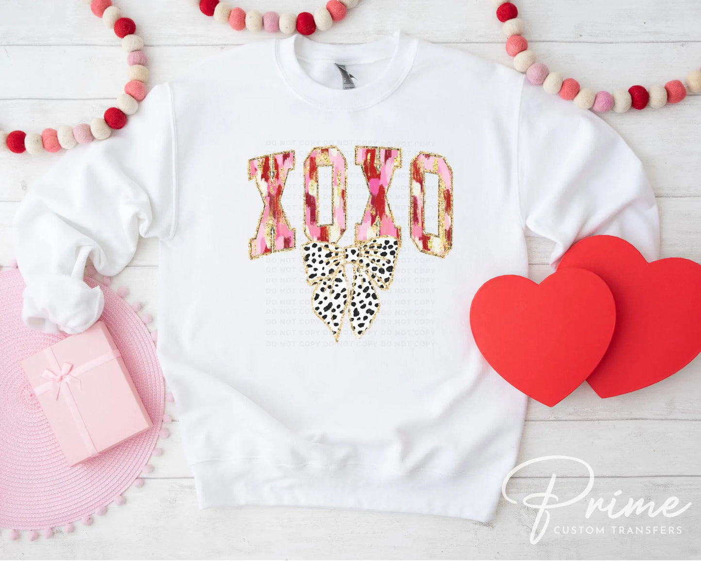 Valentine DTF Transfers, Ready to Press, T-shirt Transfers, Heat Transfer, Direct to Film, FAUX Gold Glitter, Brushstroke, Coquette XOXO