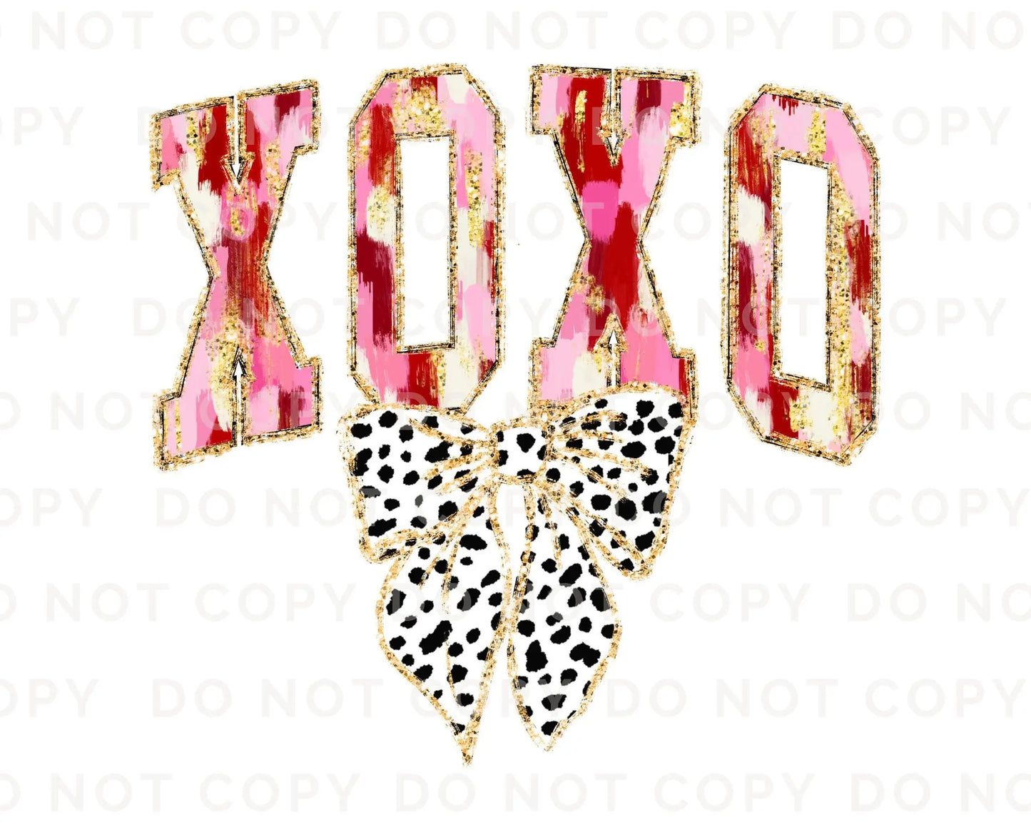 Valentine DTF Transfers, Ready to Press, T-shirt Transfers, Heat Transfer, Direct to Film, FAUX Gold Glitter, Brushstroke, Coquette XOXO