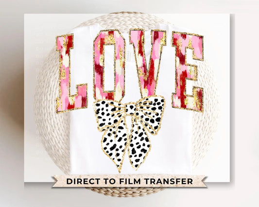 Valentine DTF Transfers, Ready to Press, T-shirt Transfers, Heat Transfer, Direct to Film, FAUX Gold Glitter, Brushstroke, Coquette LOVE