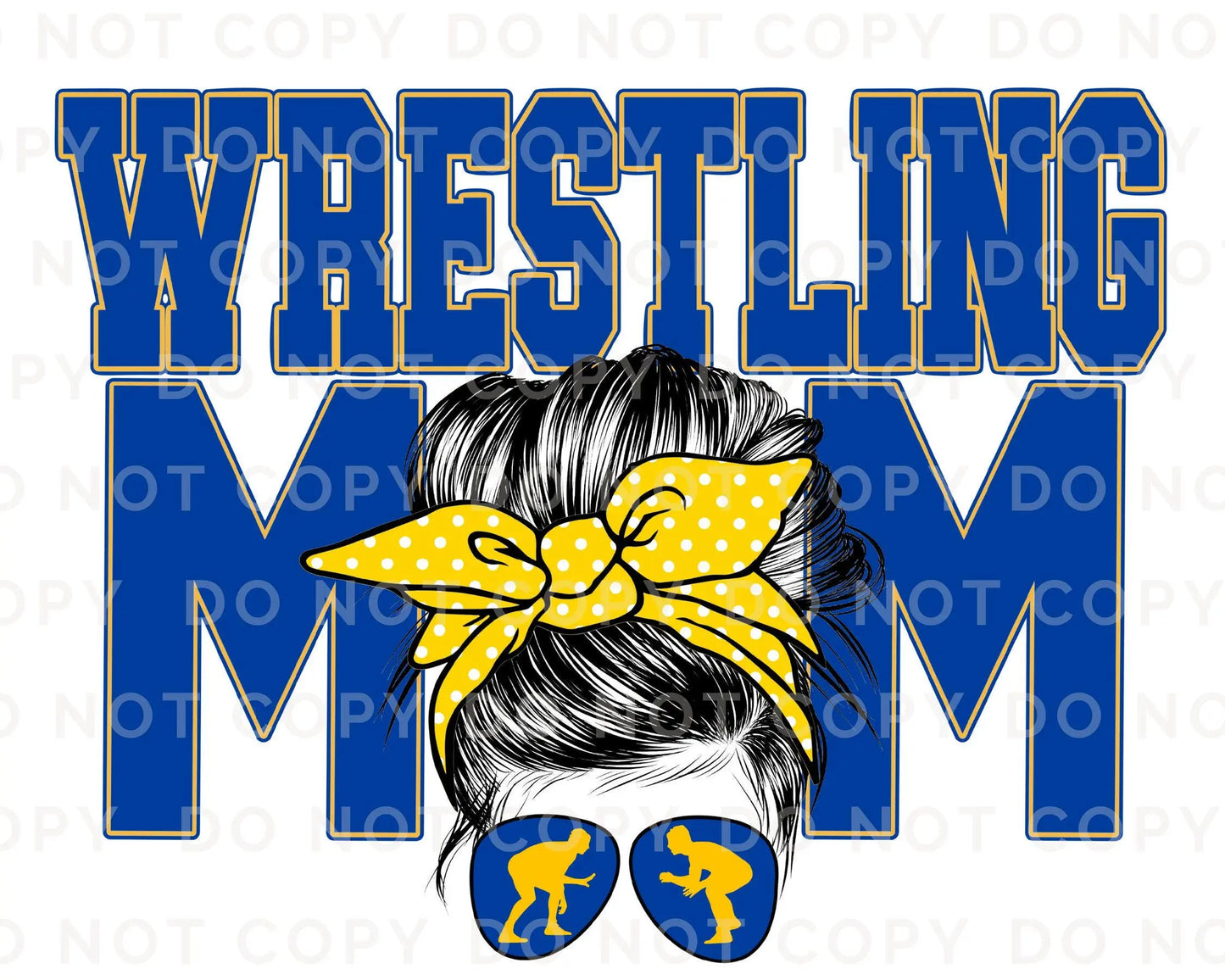 Wrestling Mom DTF Transfer, Ready to Press, T-shirt Transfer, Heat Transfer, Direct to Film, Wrestle, Mat, Pin, Sport, Royal Blue Yellow