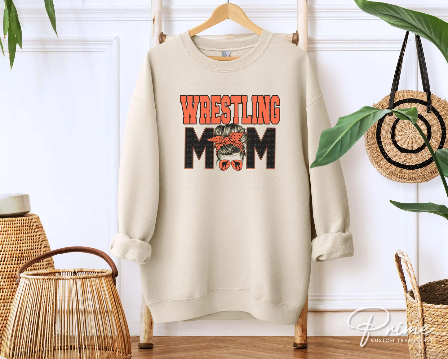 Wrestling Mom DTF Transfer, Ready to Press, T-shirt Transfer, Heat Transfer, Direct to Film, Wrestle, Mat, Pin, Sport, Bun, Orange and Black