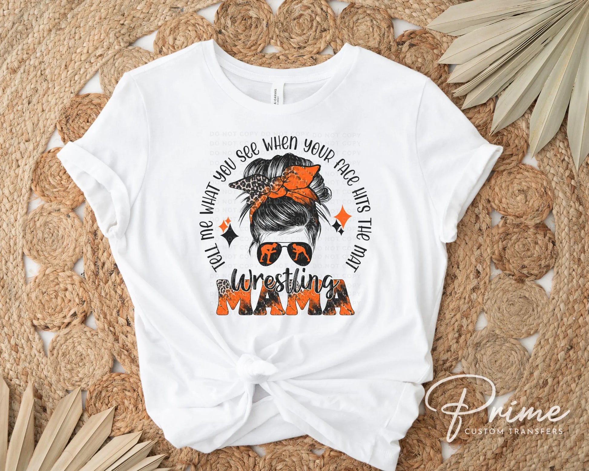 Wrestling Mom DTF Transfer, Ready to Press, T-shirt Transfer, Heat Transfer, Direct to Film, Wrestle, Mat, Pin, Sport, Bun, Orange and Black