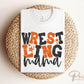 Wrestling Mom DTF Transfer, Ready to Press, T-shirt Transfer, Heat Transfer, Direct to Film, Wrestle, Sport, FAUX Glitter, Orange and Black