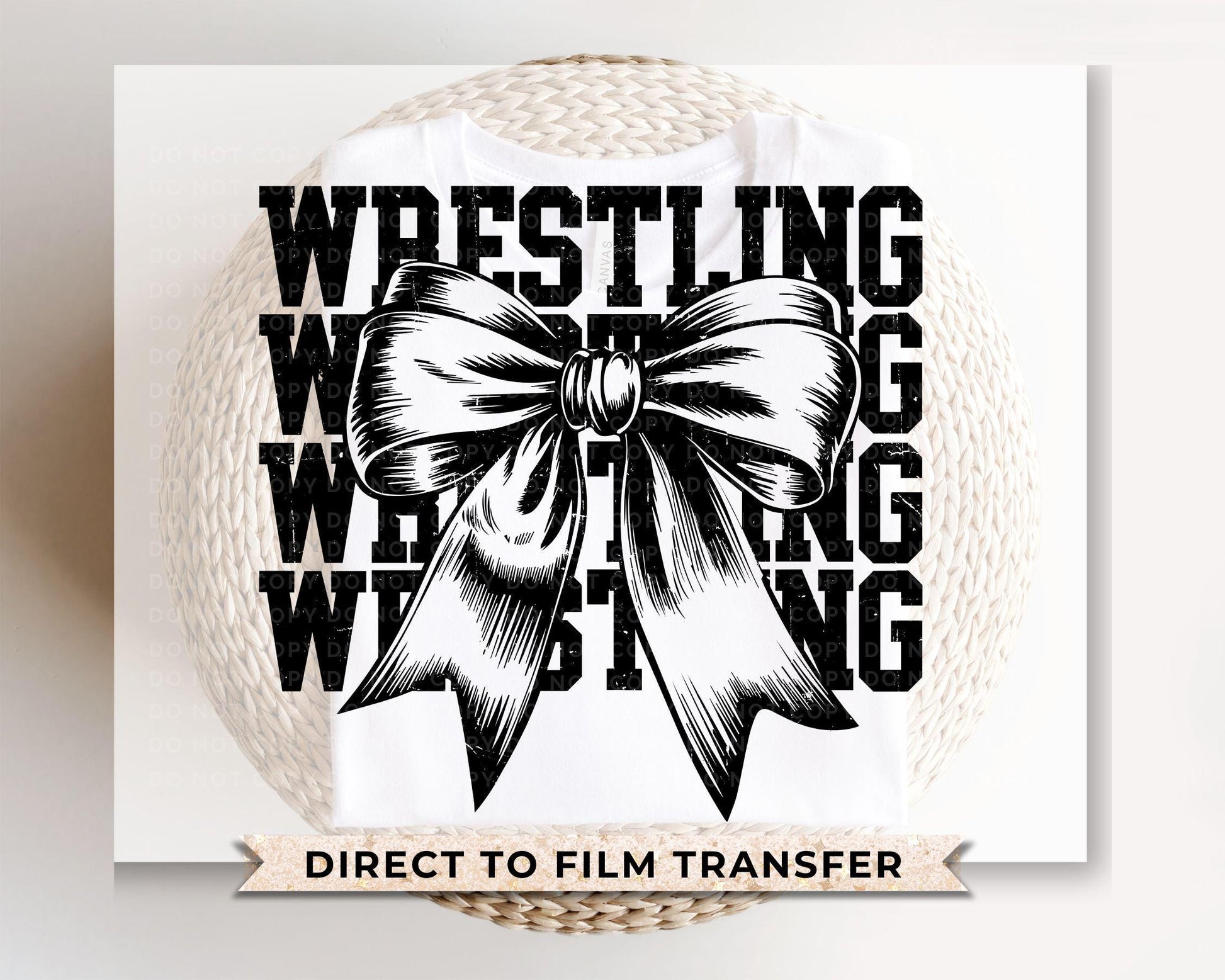 Wrestling DTF Transfer, Ready to Press, T-shirt Transfer, Heat Transfer, Direct to Film, Wrestle, Sports Mom, Stacked Wrestling Coquette Bow