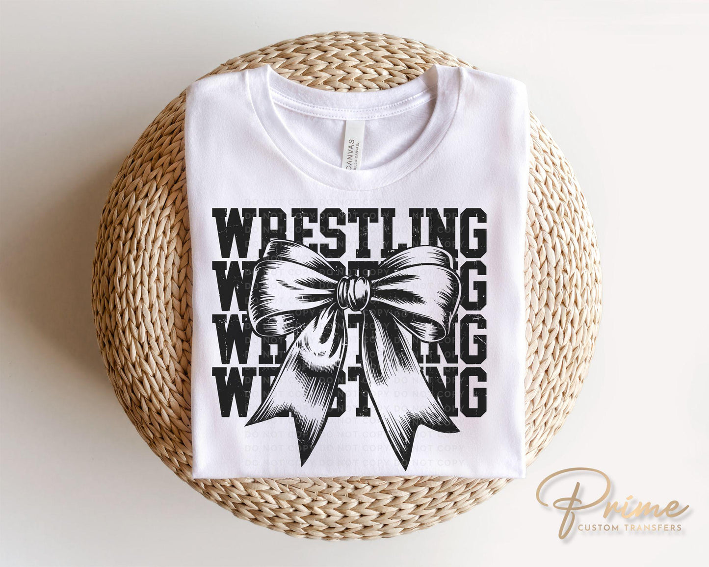 Wrestling DTF Transfer, Ready to Press, T-shirt Transfer, Heat Transfer, Direct to Film, Wrestle, Sports Mom, Stacked Wrestling Coquette Bow