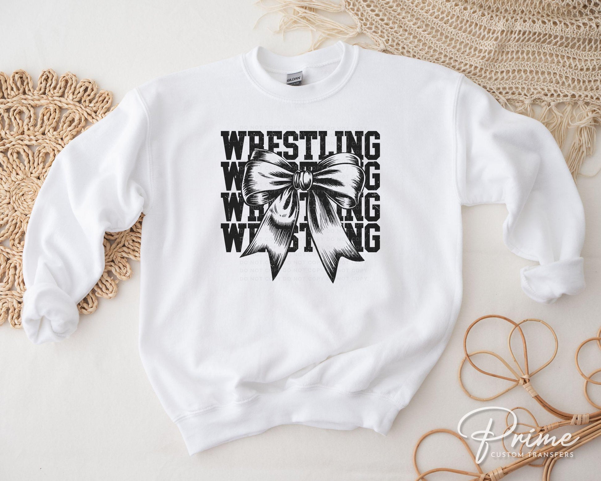 Wrestling DTF Transfer, Ready to Press, T-shirt Transfer, Heat Transfer, Direct to Film, Wrestle, Sports Mom, Stacked Wrestling Coquette Bow