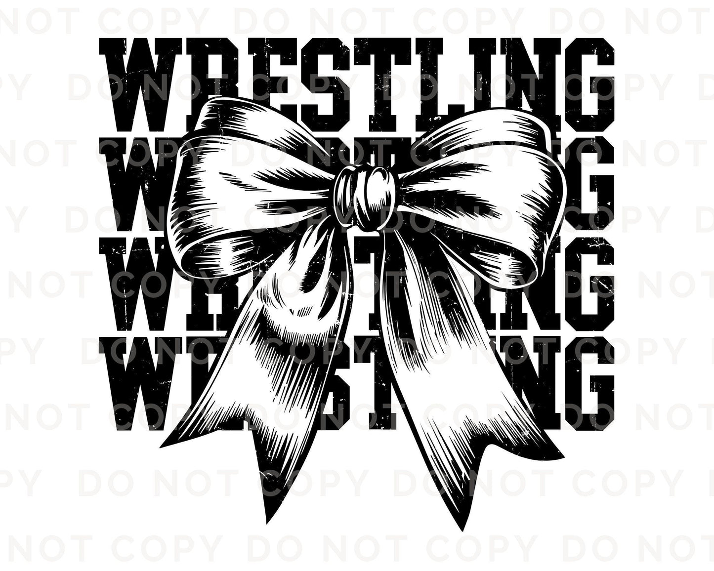Wrestling DTF Transfer, Ready to Press, T-shirt Transfer, Heat Transfer, Direct to Film, Wrestle, Sports Mom, Stacked Wrestling Coquette Bow