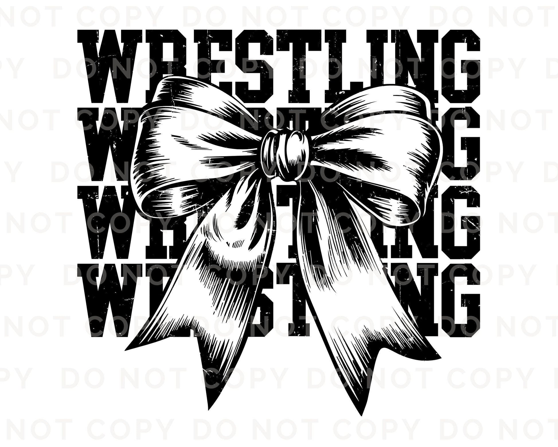 Wrestling DTF Transfer, Ready to Press, T-shirt Transfer, Heat Transfer, Direct to Film, Wrestle, Sports Mom, Stacked Wrestling Coquette Bow