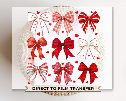 Valentine's Day DTF Transfers, Ready to Press, T-shirt Transfers, Heat Transfer, Direct to Film, Holiday, Trendy, Girly, Coquette Heart Bows