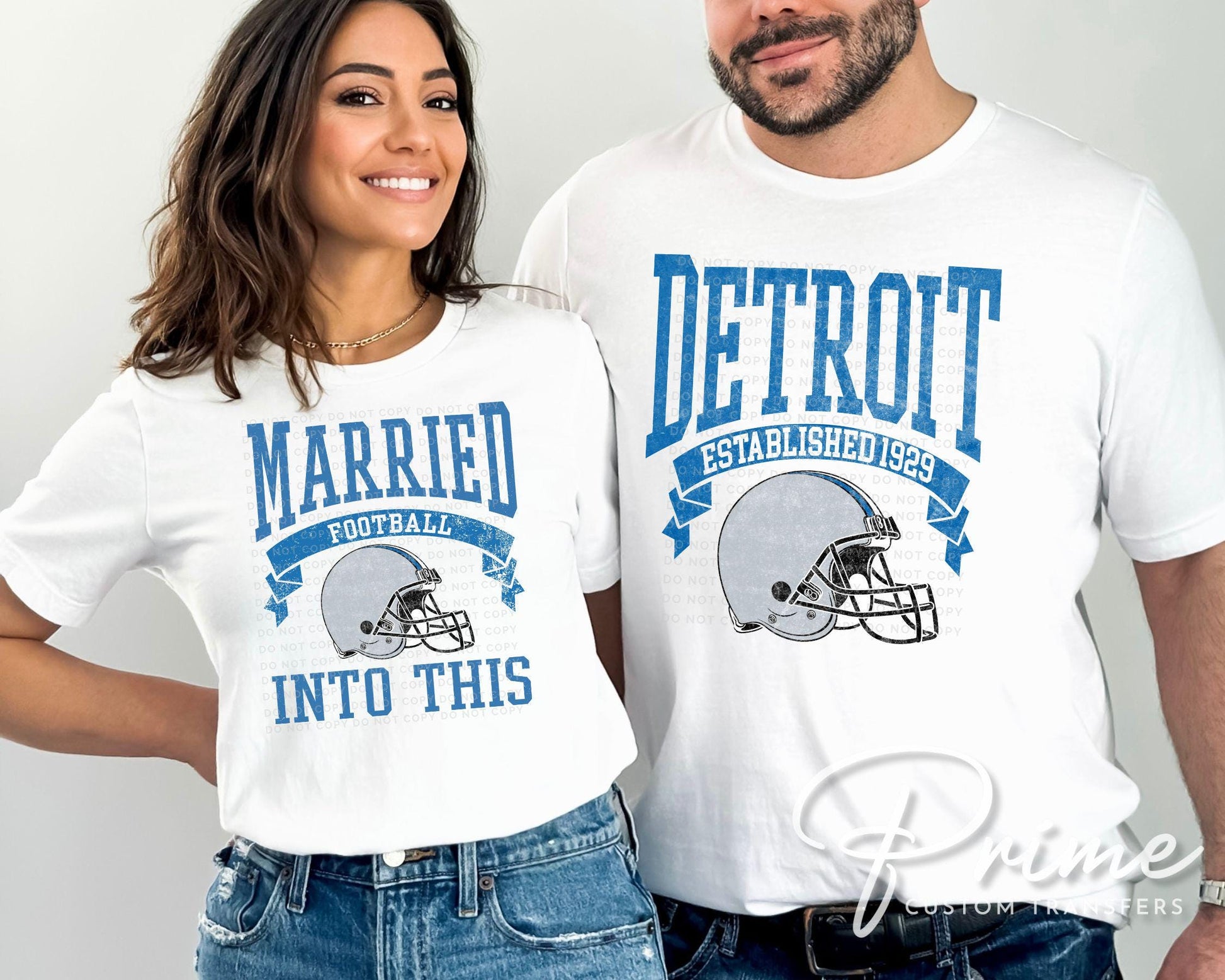 Football DTF Transfers, Ready to Press, T-shirt Transfers, Heat Transfer, Direct to Film, Sports, Wife Matching, Detroit Married Into This