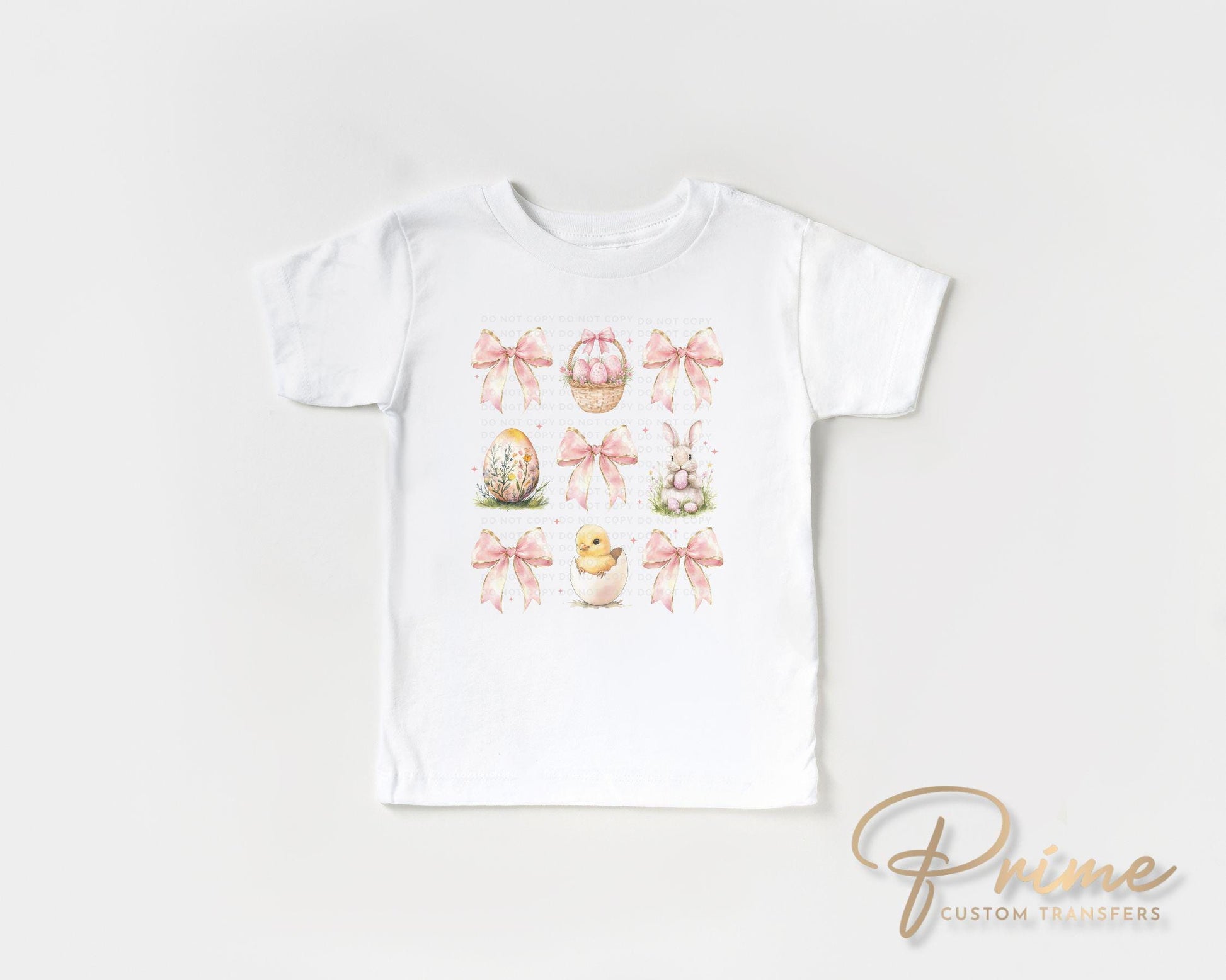 Easter DTF Transfer, Ready to Press, T-shirt Transfer, Heat Transfer, Direct to Film, Floral, Happy Easter Bunny Bow Egg, Coquette Pink Bow