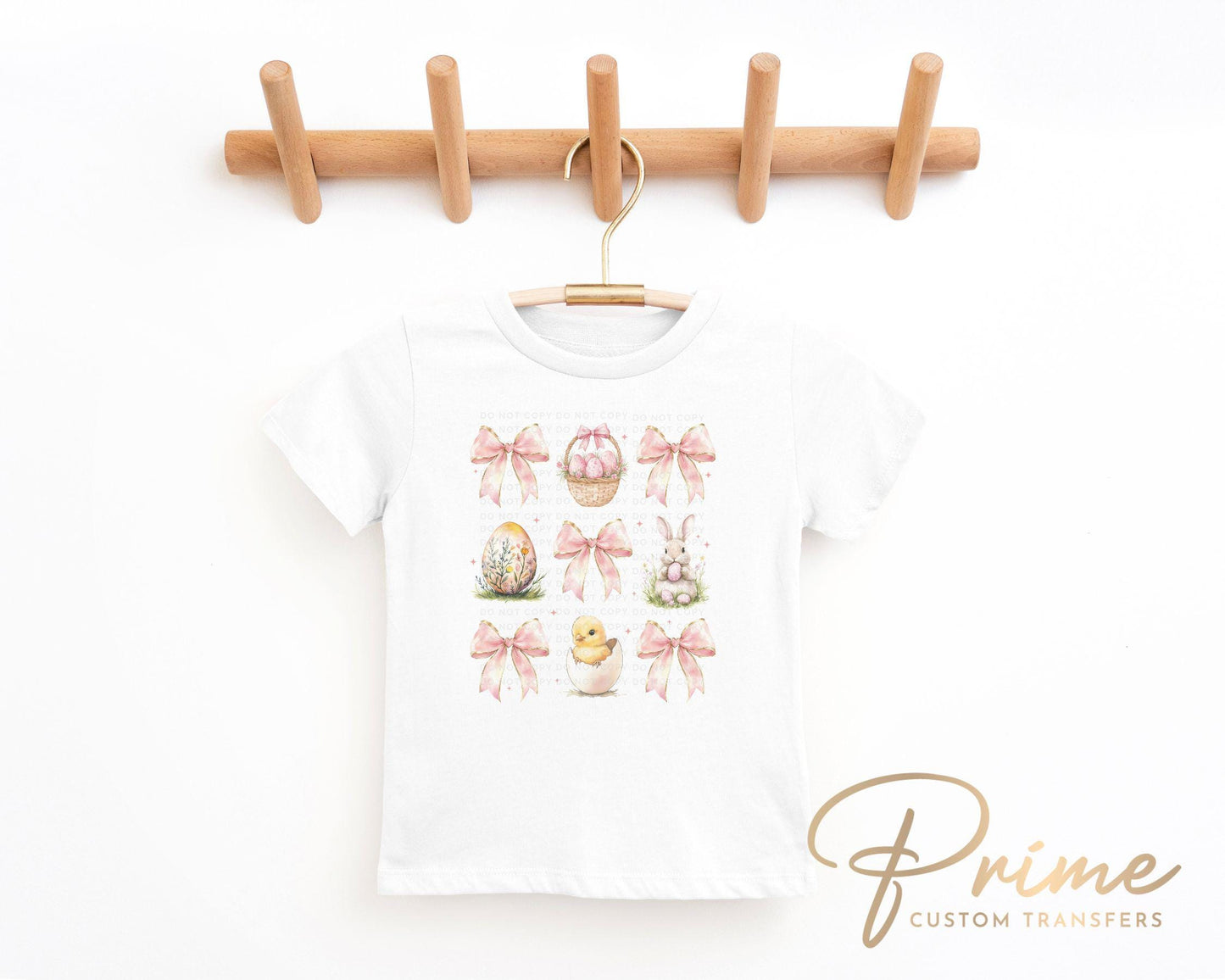 Easter DTF Transfer, Ready to Press, T-shirt Transfer, Heat Transfer, Direct to Film, Floral, Happy Easter Bunny Bow Egg, Coquette Pink Bow