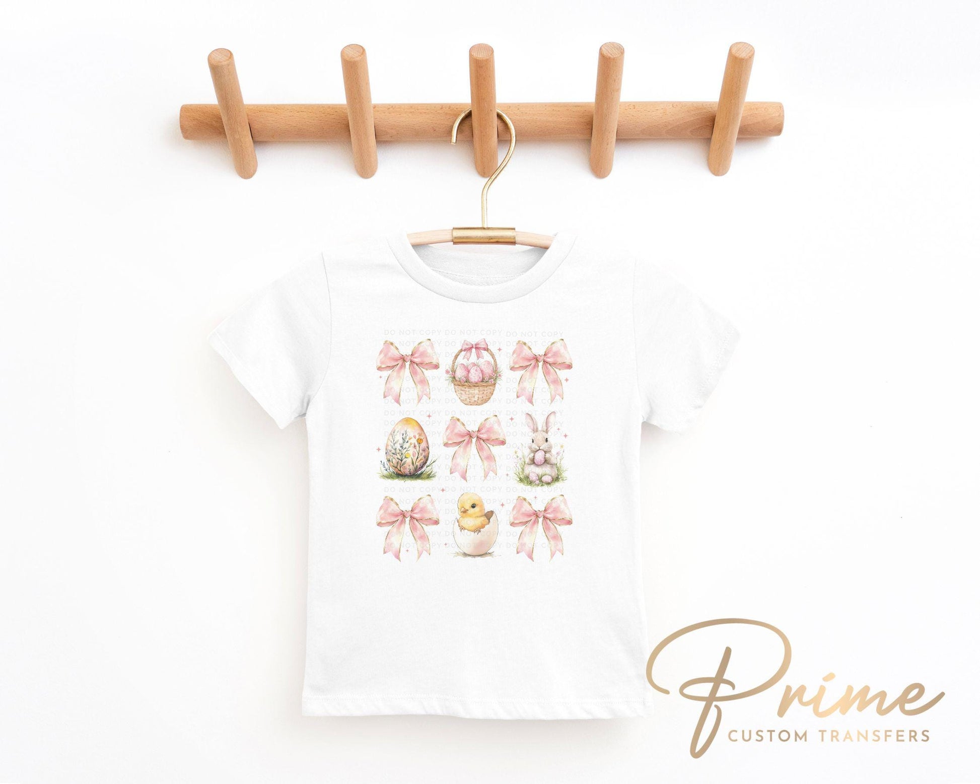 Easter DTF Transfer, Ready to Press, T-shirt Transfer, Heat Transfer, Direct to Film, Floral, Happy Easter Bunny Bow Egg, Coquette Pink Bow