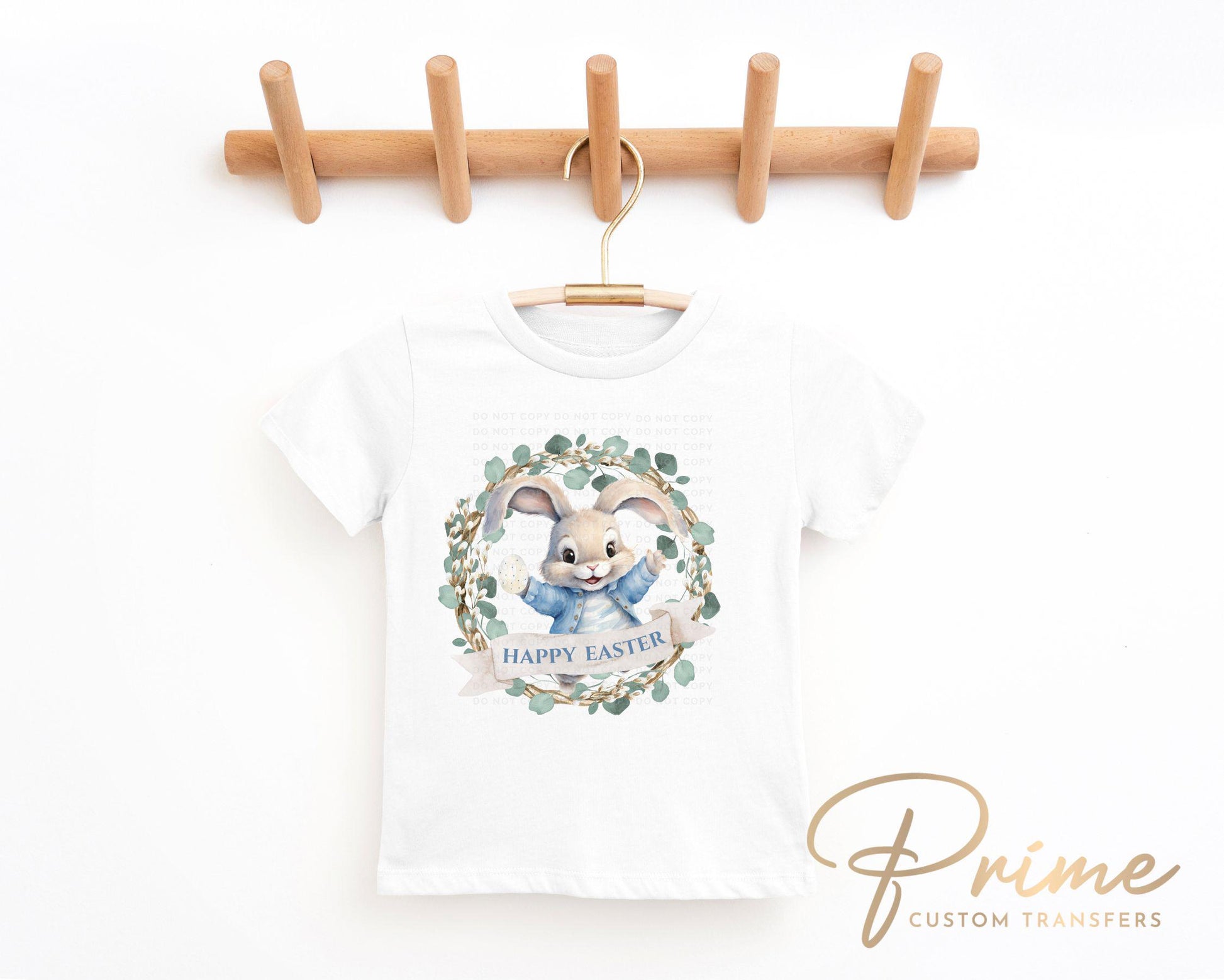 Easter DTF Transfer, Ready to Press, T-shirt Transfer, Heat Transfer, Direct to Film, Floral, Rabbit, Matching, Bunny Happy Easter Wreath