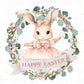 Easter DTF Transfer, Ready to Press, T-shirt Transfer, Heat Transfer, Direct to Film, Floral, Rabbit, Girl Shirt, Bunny Happy Easter Wreath