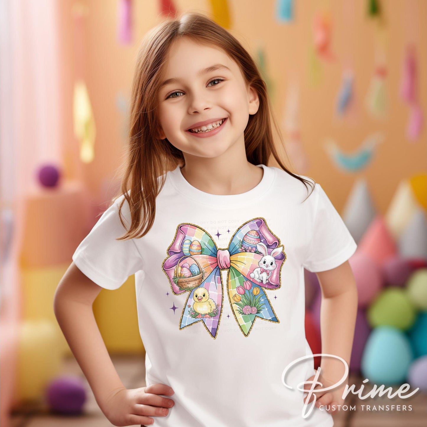 Easter DTF Transfers, Ready to Press, T-shirt Transfers, Heat Transfer, Direct to Film, Holiday, Floral, Spring, Easter Bunny Coquette Bow