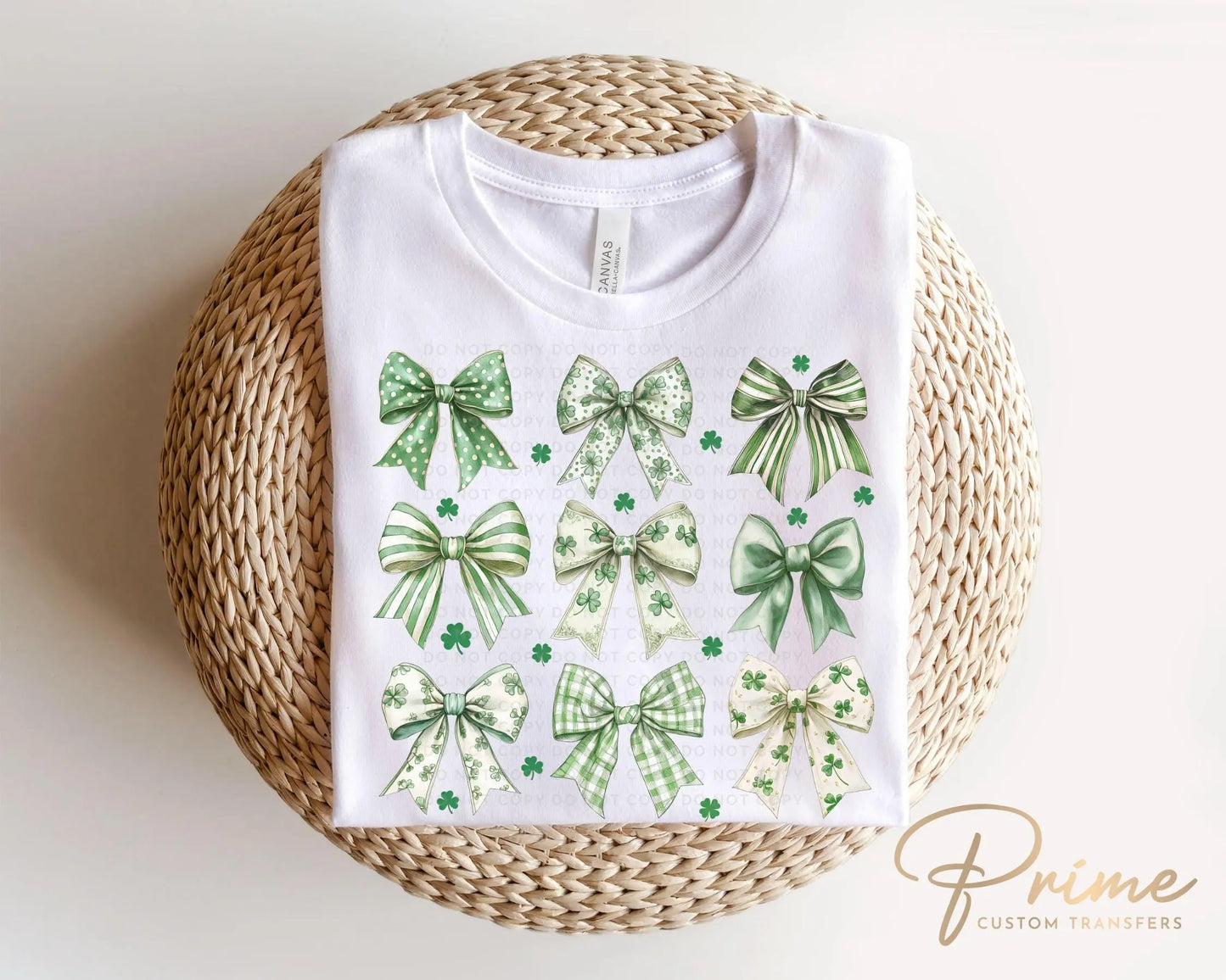 St. Patrick's Day DTF Transfer, Ready to Press, T-shirt Transfer, Heat Transfer, Direct to Film, Lucky Shamrock, Trendy Coquette Clover Bows