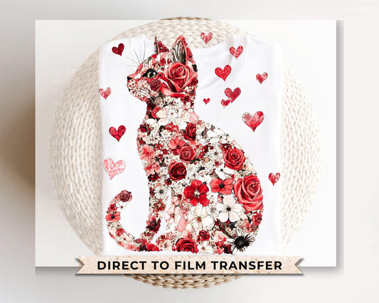 Valentine's Day DTF Transfers, Ready to Press, T-shirt Transfers, Heat Transfer, Direct to Film, Holiday, Pet Mom, Roses, Love, Cat Lover