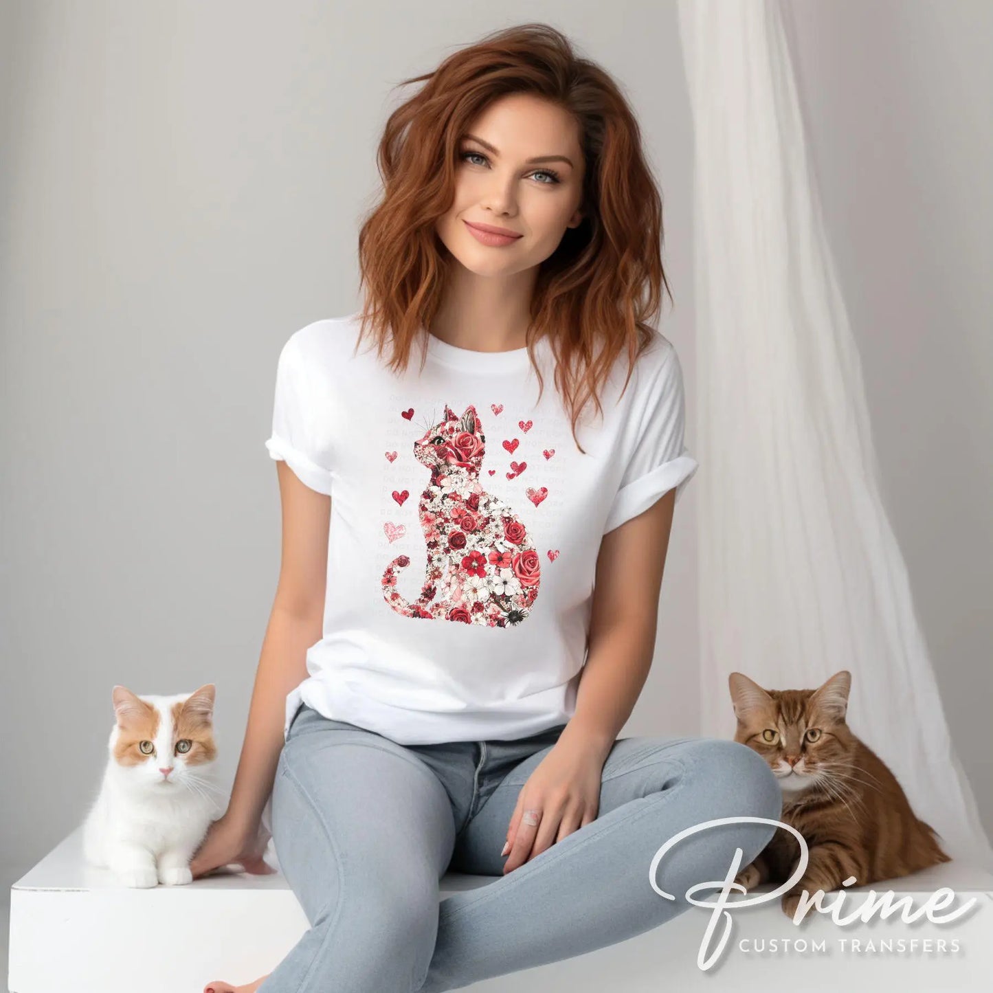 Valentine's Day DTF Transfers, Ready to Press, T-shirt Transfers, Heat Transfer, Direct to Film, Holiday, Pet Mom, Roses, Love, Cat Lover