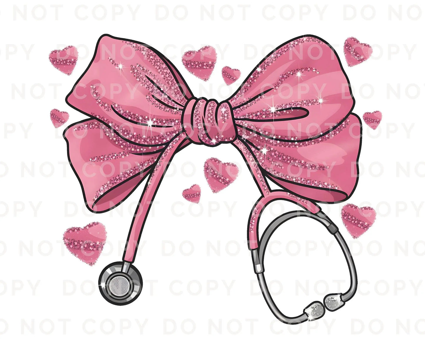 Valentine's Day DTF Transfer, Ready to Press, T-shirt Transfer, Heat Transfer, Direct to Film, CNA, Nurse, Coquette Pink Stethoscope Bow