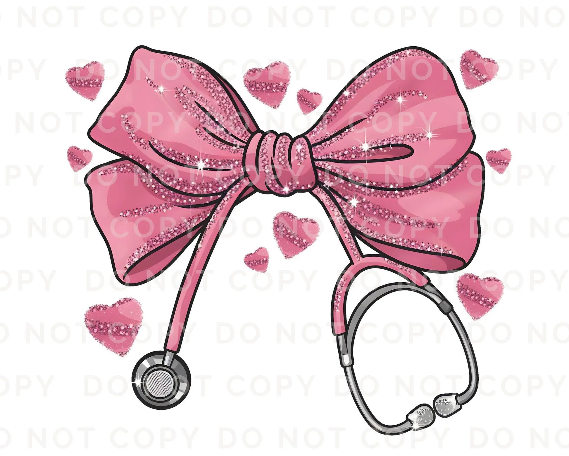 Valentine's Day DTF Transfer, Ready to Press, T-shirt Transfer, Heat Transfer, Direct to Film, CNA, Nurse, Coquette Pink Stethoscope Bow