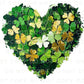 St. Patrick's Day DTF Transfer, Ready to Press, T-shirt Transfer, Heat Transfer, Direct to Film, Gold Clover, Brushstroke Shamrock Heart