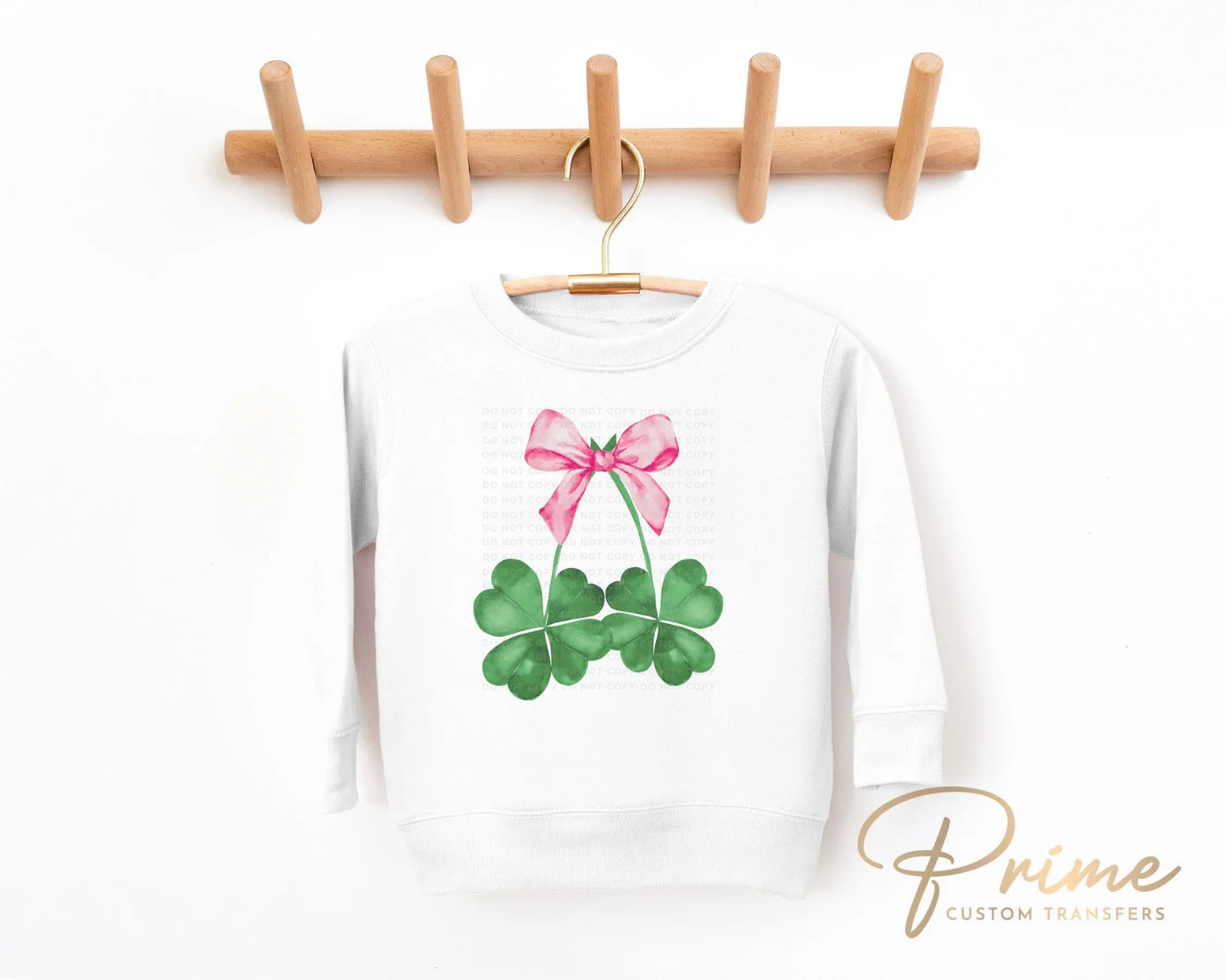 St. Patrick's Day DTF Transfer, Ready to Press, T-shirt Transfer, Heat Transfer, Direct to Film, St. Patties, Pink Bow, Coquette Shamrocks