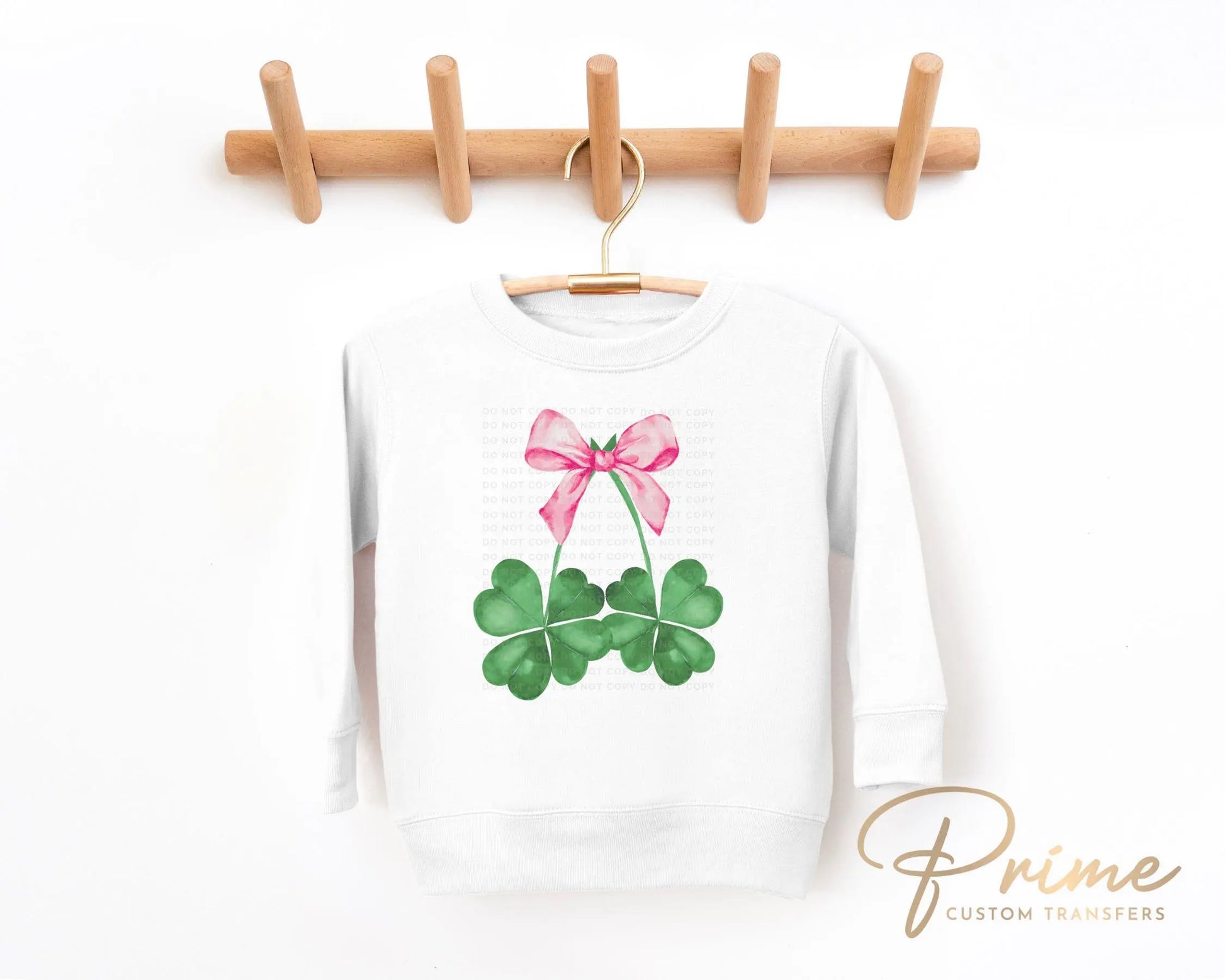 St. Patrick's Day DTF Transfer, Ready to Press, T-shirt Transfer, Heat Transfer, Direct to Film, St. Patties, Pink Bow, Coquette Shamrocks