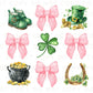 St. Patrick's Day DTF Transfer, Ready to Press, T-shirt Transfer, Heat Transfer, Direct to Film, Shamrock, Pink Bow, Coquette St Patties Day
