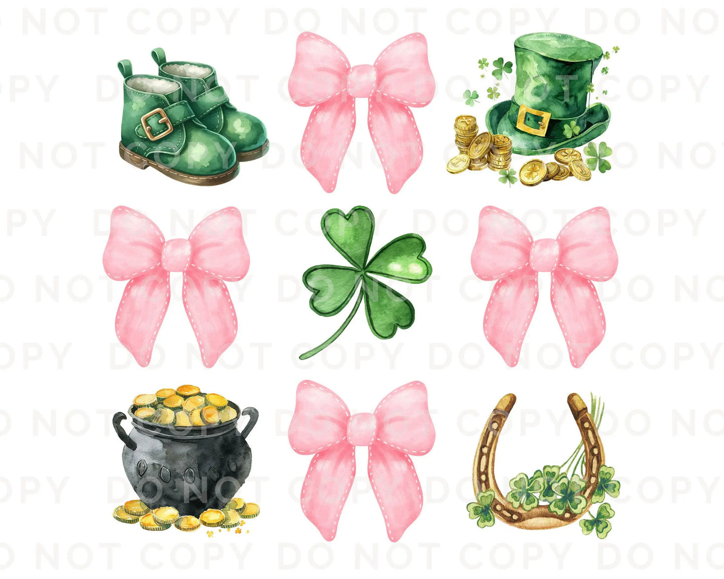 St. Patrick's Day DTF Transfer, Ready to Press, T-shirt Transfer, Heat Transfer, Direct to Film, Shamrock, Pink Bow, Coquette St Patties Day