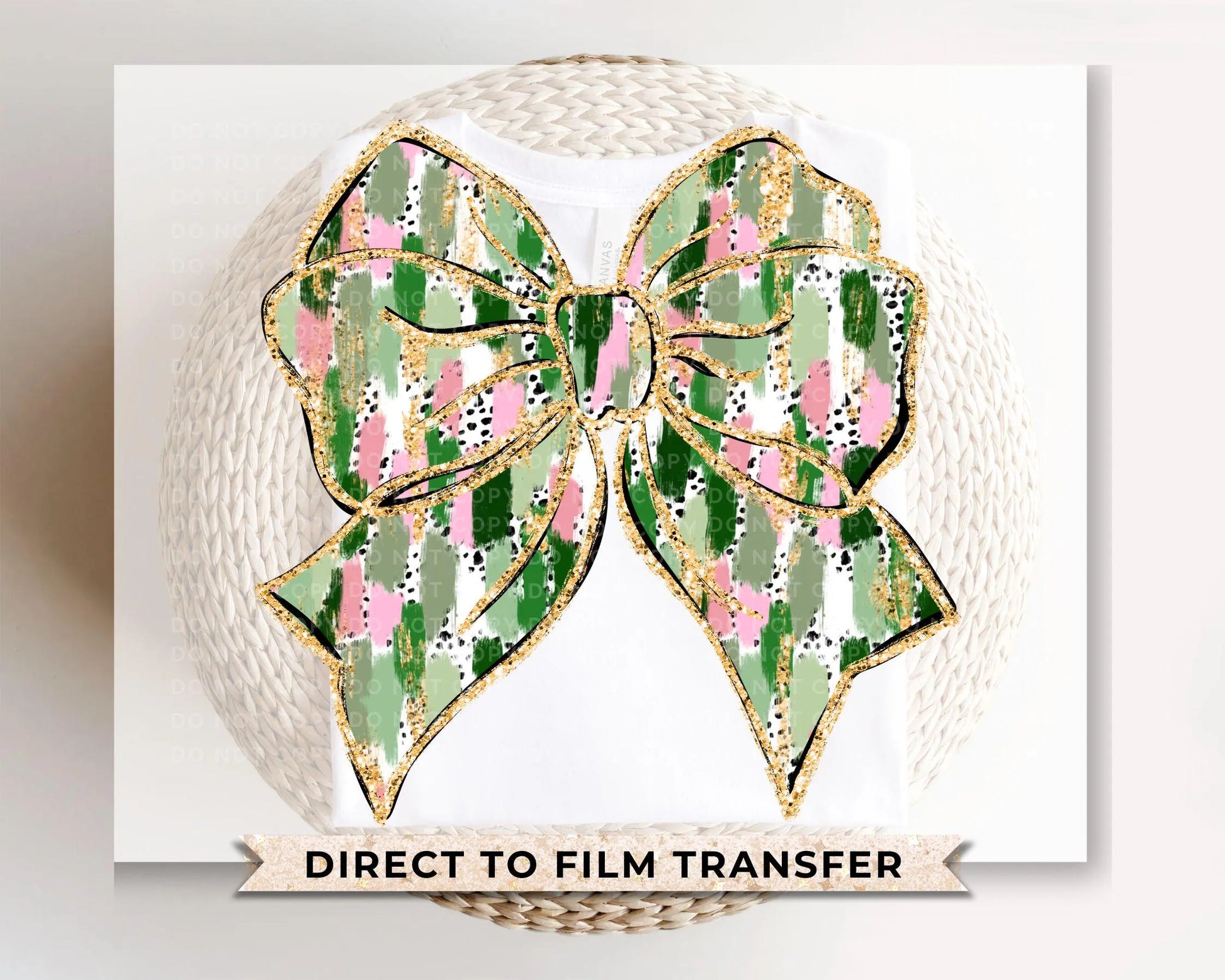 St. Patrick's Day DTF Transfer, Ready to Press, T-shirt Transfer, Heat Transfer, Direct to Film, Cute, FAUX Glitter, St Patties Coquette Bow
