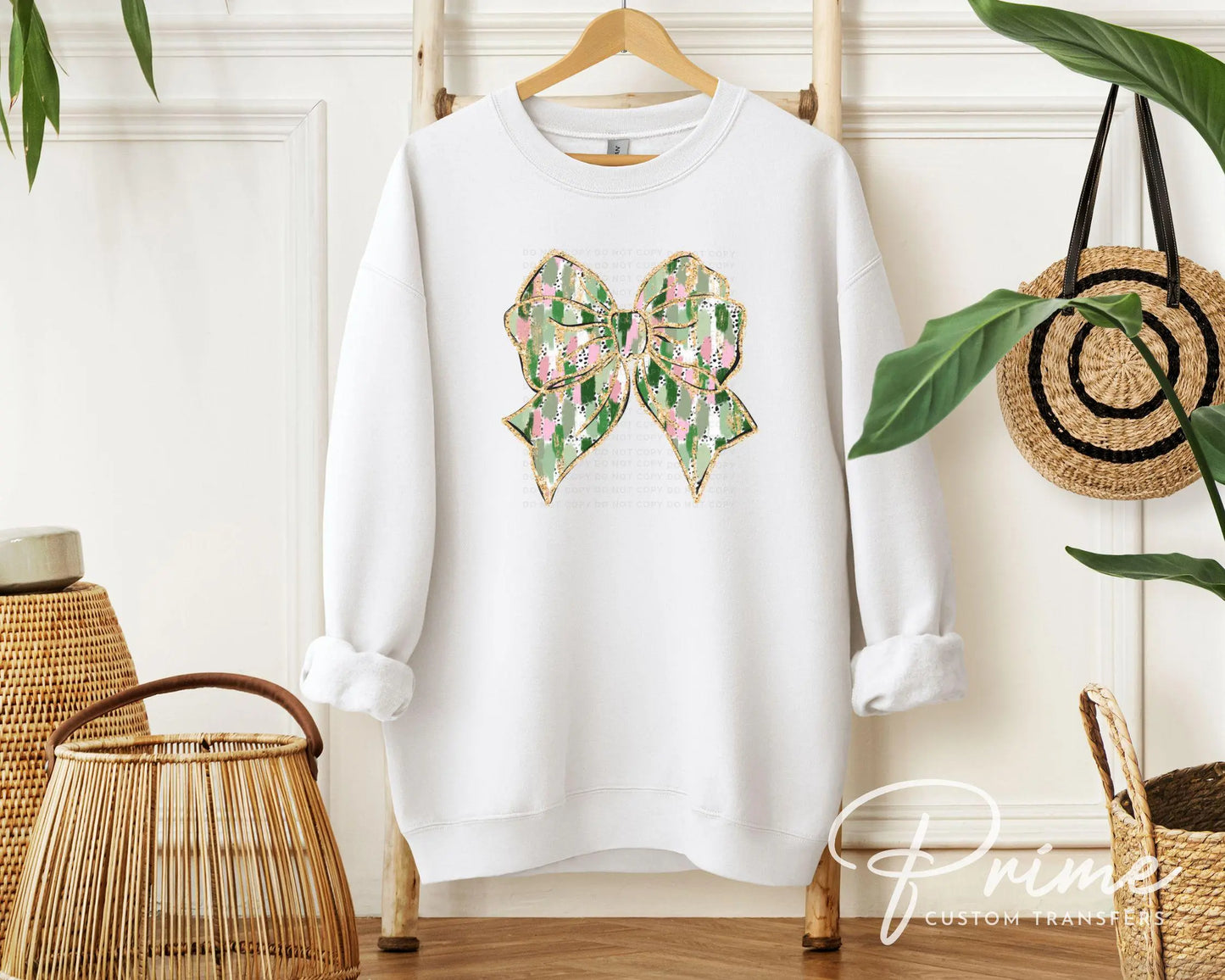 St. Patrick's Day DTF Transfer, Ready to Press, T-shirt Transfer, Heat Transfer, Direct to Film, Cute, FAUX Glitter, St Patties Coquette Bow
