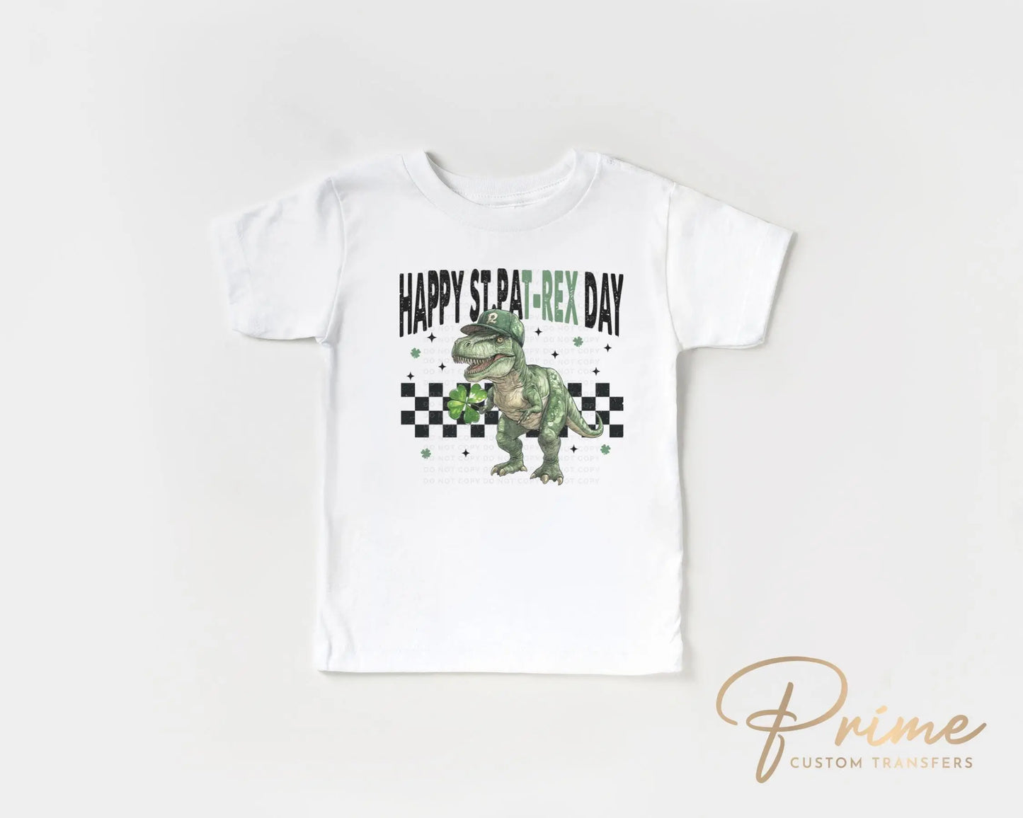 St. Patrick's Day DTF Transfer, Ready to Press, T-shirt Transfer, Heat Transfer, Direct to Film, Shamrock, St. Patties, Kid, T-Rex, Dinosaur