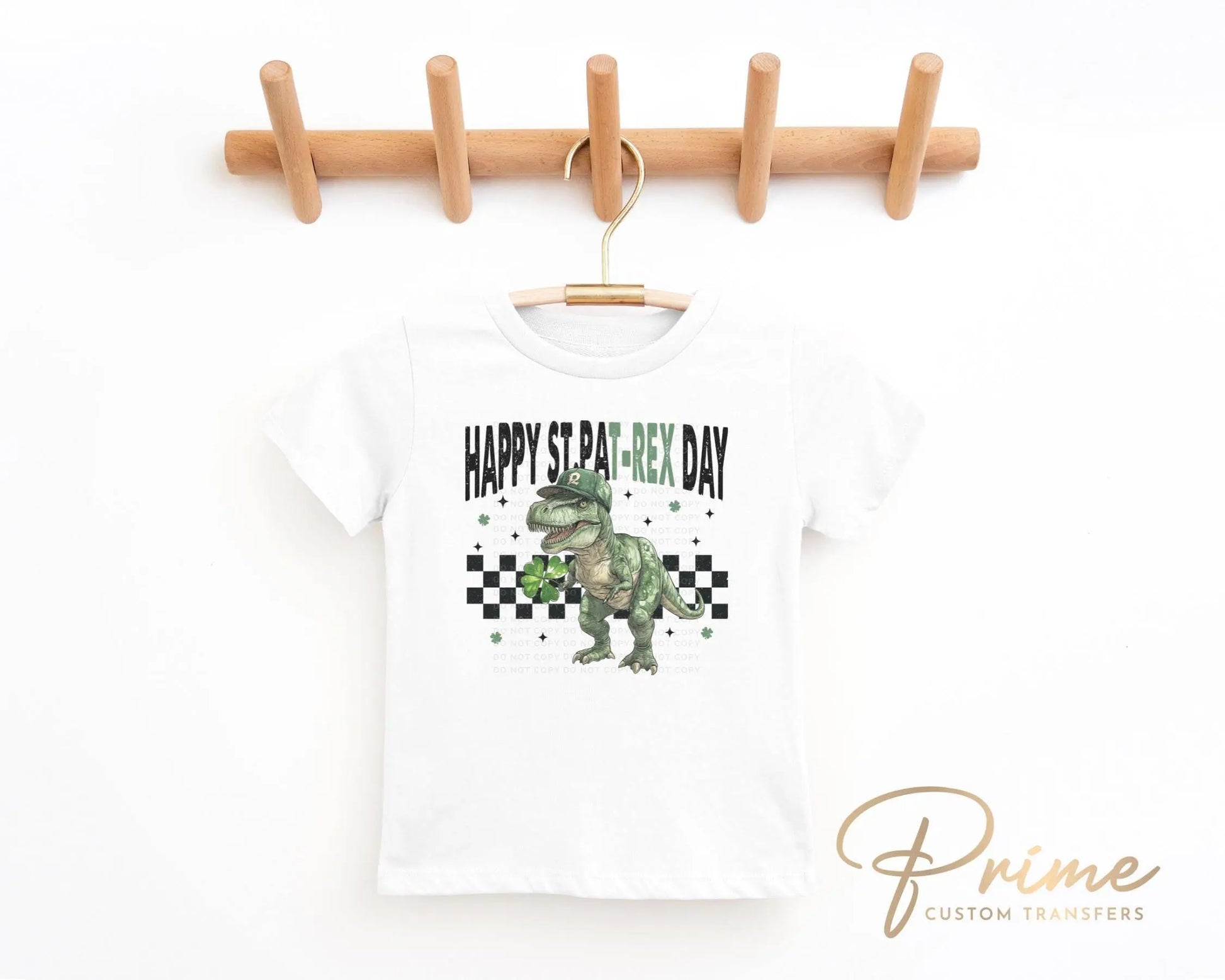 St. Patrick's Day DTF Transfer, Ready to Press, T-shirt Transfer, Heat Transfer, Direct to Film, Shamrock, St. Patties, Kid, T-Rex, Dinosaur