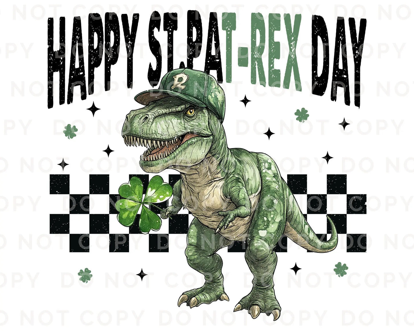 St. Patrick's Day DTF Transfer, Ready to Press, T-shirt Transfer, Heat Transfer, Direct to Film, Shamrock, St. Patties, Kid, T-Rex, Dinosaur