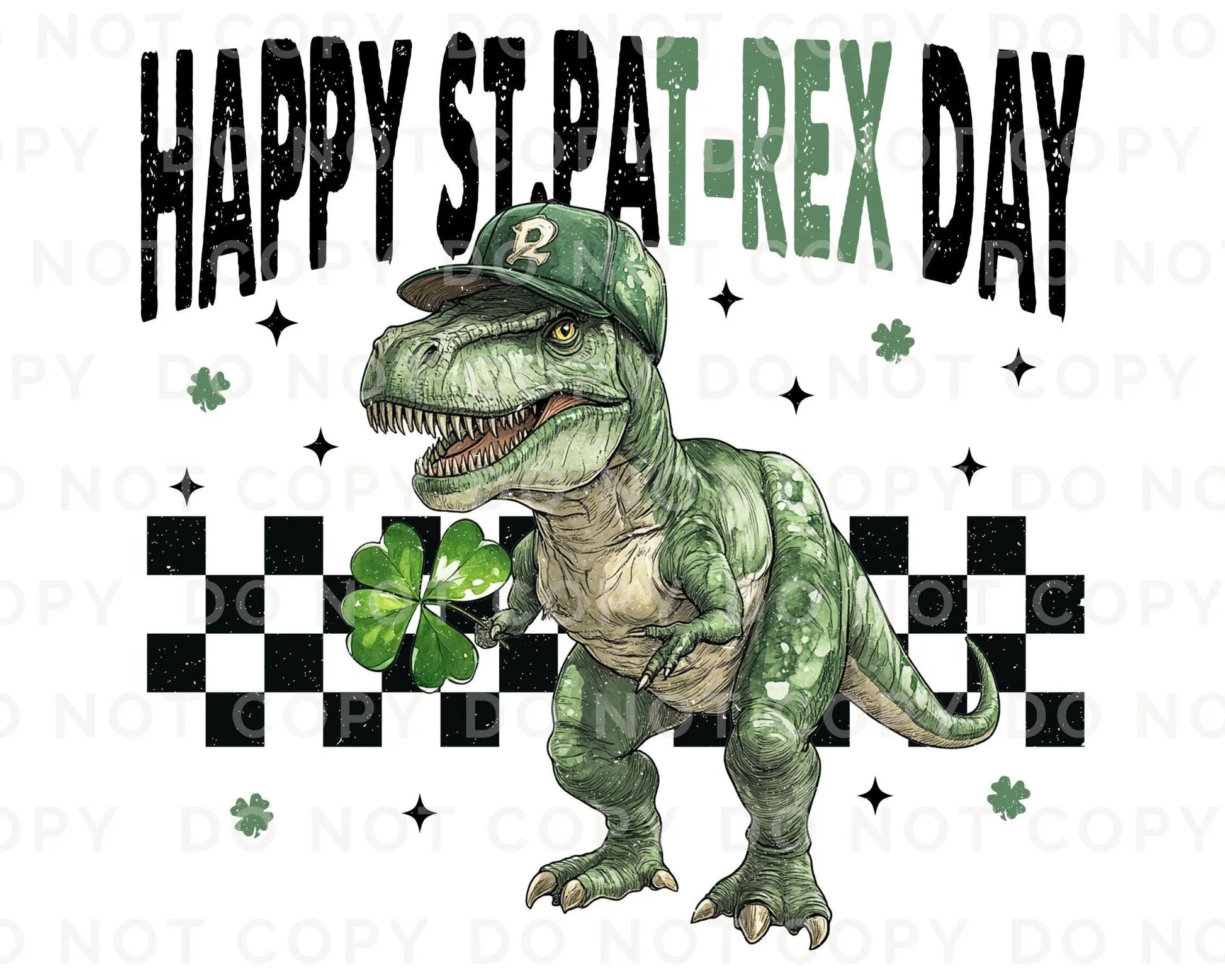 St. Patrick's Day DTF Transfer, Ready to Press, T-shirt Transfer, Heat Transfer, Direct to Film, Shamrock, St. Patties, Kid, T-Rex, Dinosaur