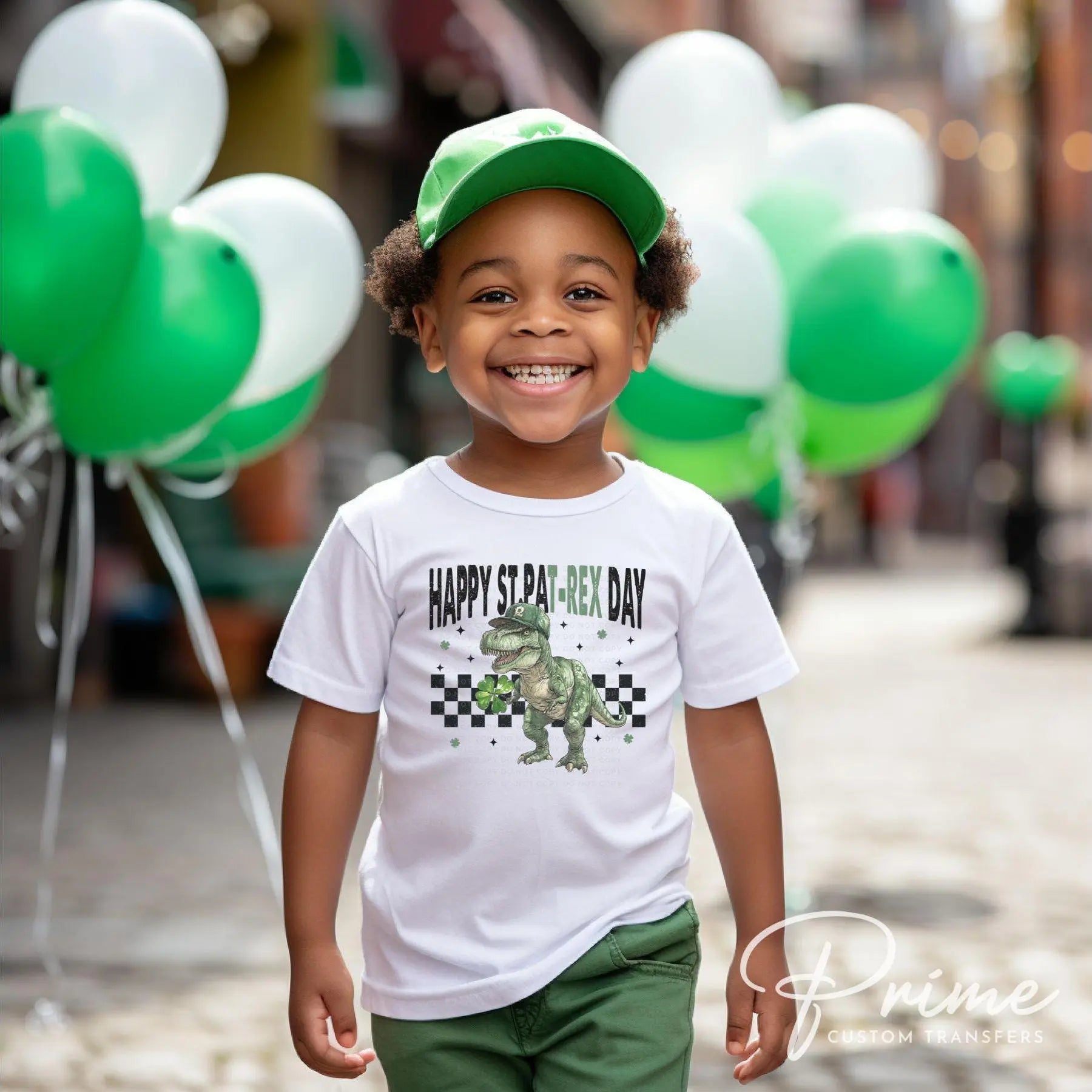 St. Patrick's Day DTF Transfer, Ready to Press, T-shirt Transfer, Heat Transfer, Direct to Film, Shamrock, St. Patties, Kid, T-Rex, Dinosaur